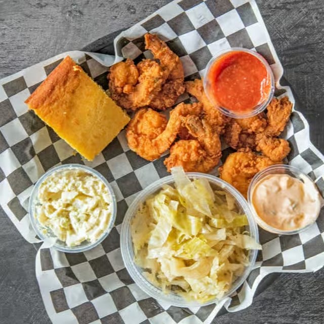 Popcorn Shrimp & 2 Sides.