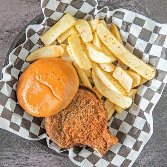 Fried Pork Chop Sandwich.